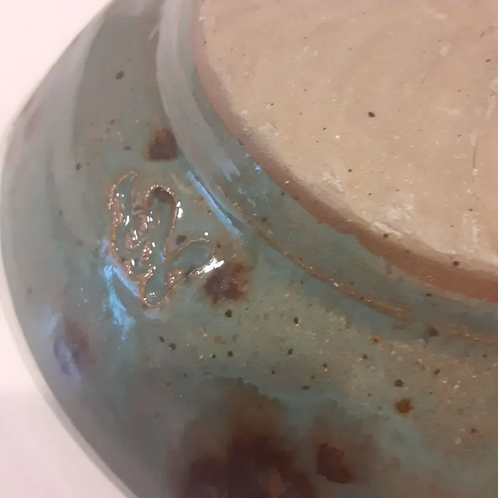 Artist Signed Stoneware Candle Holder Masculine